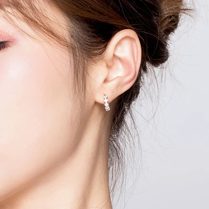 (image for) Pandora Style Silver Shiny Leaf Hoop Earrings - BSE150 - View 6