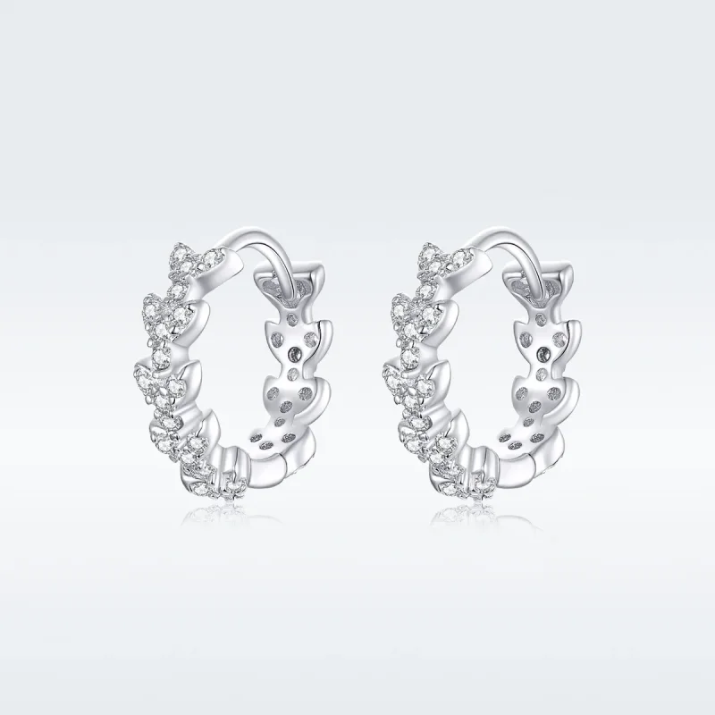 (image for) Pandora Style Silver Shiny Leaf Hoop Earrings - BSE150