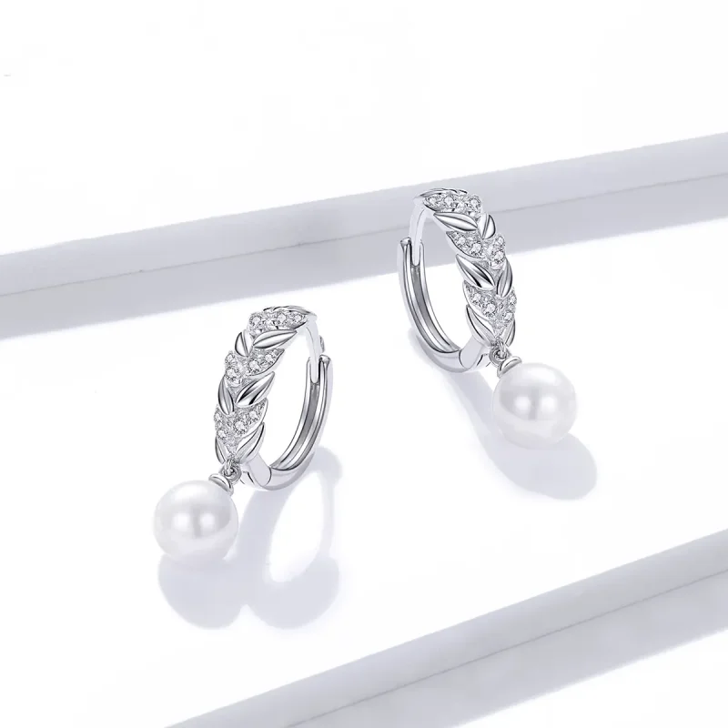 (image for) Pandora Style Silver Shiny Wheat Dangle Earrings - BSE446 - View 2