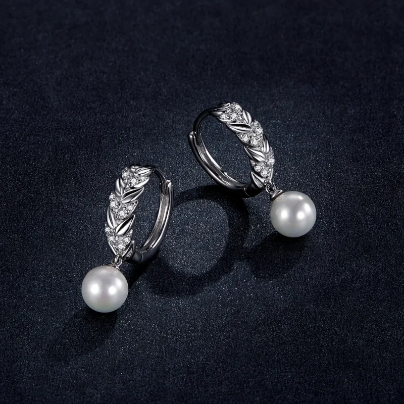 (image for) Pandora Style Silver Shiny Wheat Dangle Earrings - BSE446 - View 5