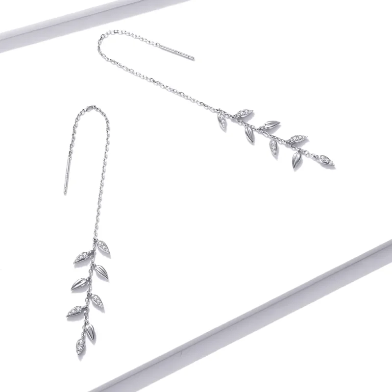 (image for) Pandora Style Silver Shiny Wheat Dangle Earrings - BSE447 - View 3