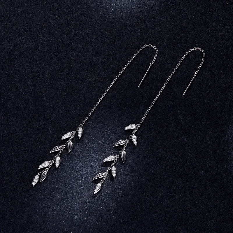 (image for) Pandora Style Silver Shiny Wheat Dangle Earrings - BSE447 - View 5