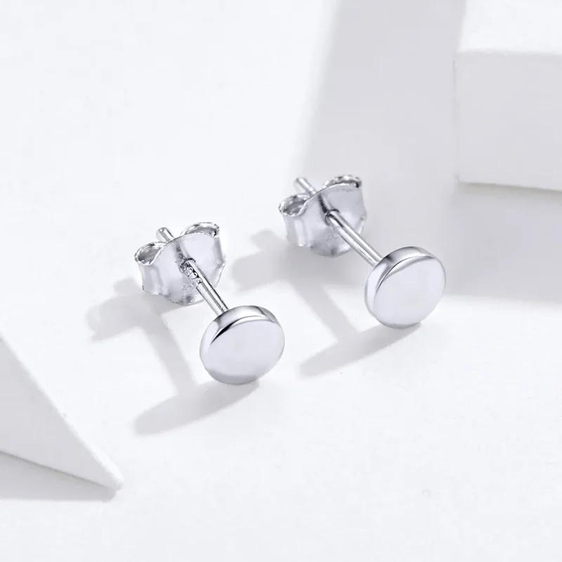 (image for) Pandora Style Silver Simple Bean Stud Earrings - SCE705-A - View 5