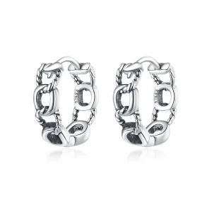 (image for) Pandora Style Silver Simple Chain Hoop Earrings - SCE960