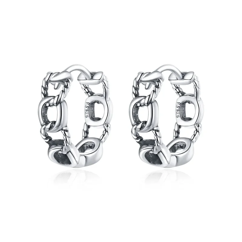 (image for) Pandora Style Silver Simple Chain Hoop Earrings - SCE960