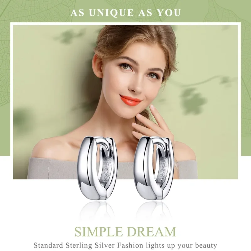 (image for) Pandora Style Silver Simple Dream Hoop Earrings - SCE552 - View 2
