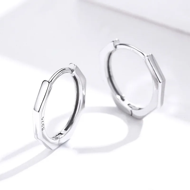 (image for) Pandora Style Silver Simple Earrings Hoop Earrings - SCE622 - View 2