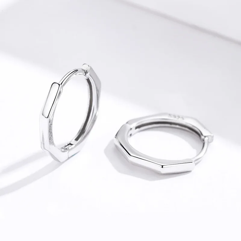 (image for) Pandora Style Silver Simple Earrings Hoop Earrings - SCE622 - View 3