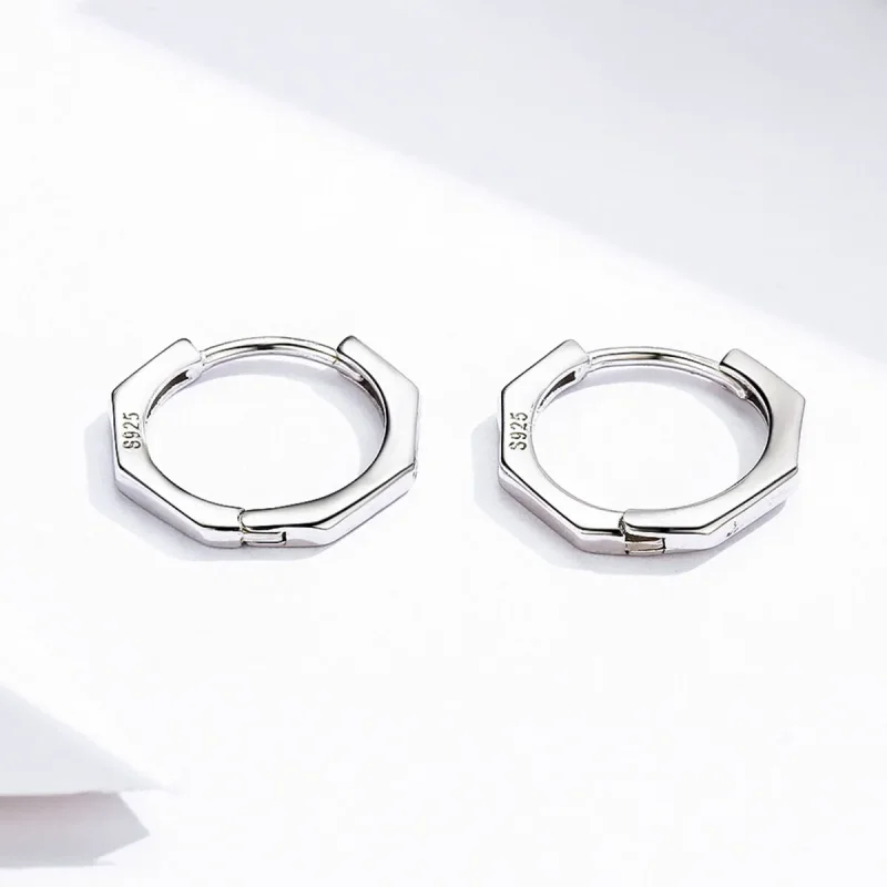 (image for) Pandora Style Silver Simple Earrings Hoop Earrings - SCE622 - View 4