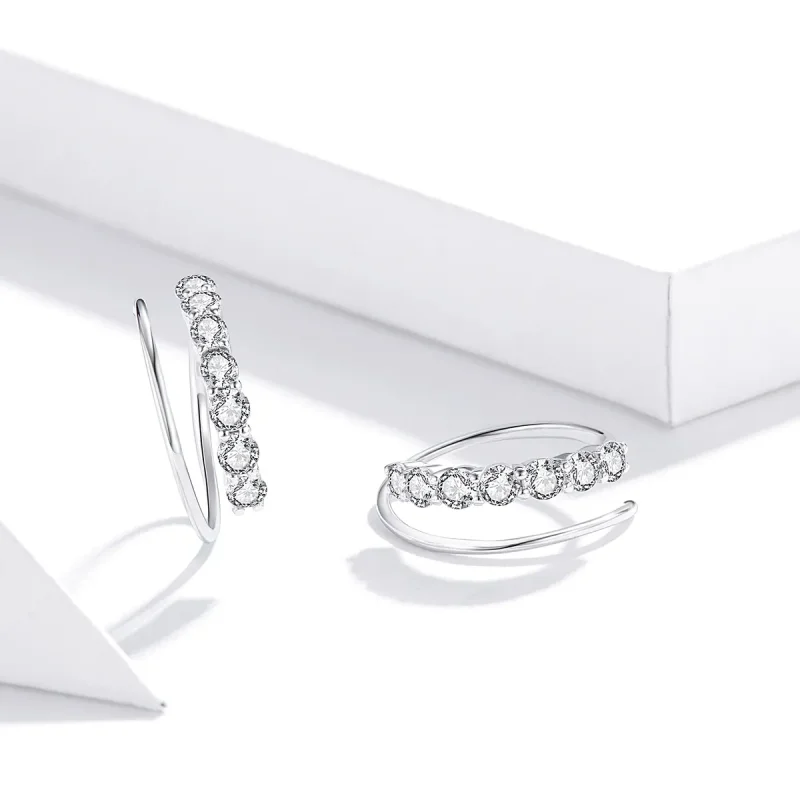 (image for) Pandora Style Silver Simple Geometry Hoop Earrings - SCE931 - View 3