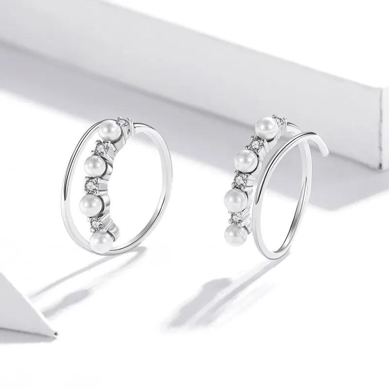(image for) Pandora Style Silver Simple Geometry Hoop Earrings - SCE932 - View 3