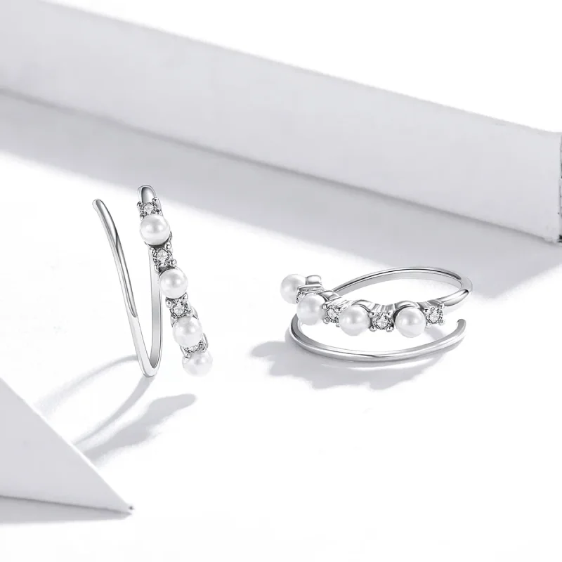 (image for) Pandora Style Silver Simple Geometry Hoop Earrings - SCE932 - View 4