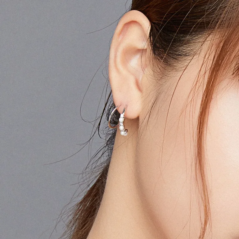 (image for) Pandora Style Silver Simple Geometry Hoop Earrings - SCE932 - View 5