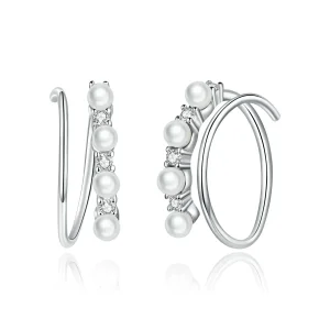 (image for) Pandora Style Silver Simple Geometry Hoop Earrings - SCE932