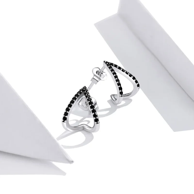 (image for) Pandora Style Silver Simple Geometry Stud Earrings - SCE924 - View 3