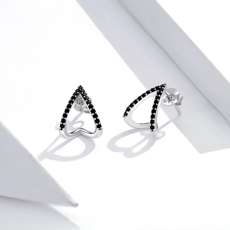 (image for) Pandora Style Silver Simple Geometry Stud Earrings - SCE924 - View 4
