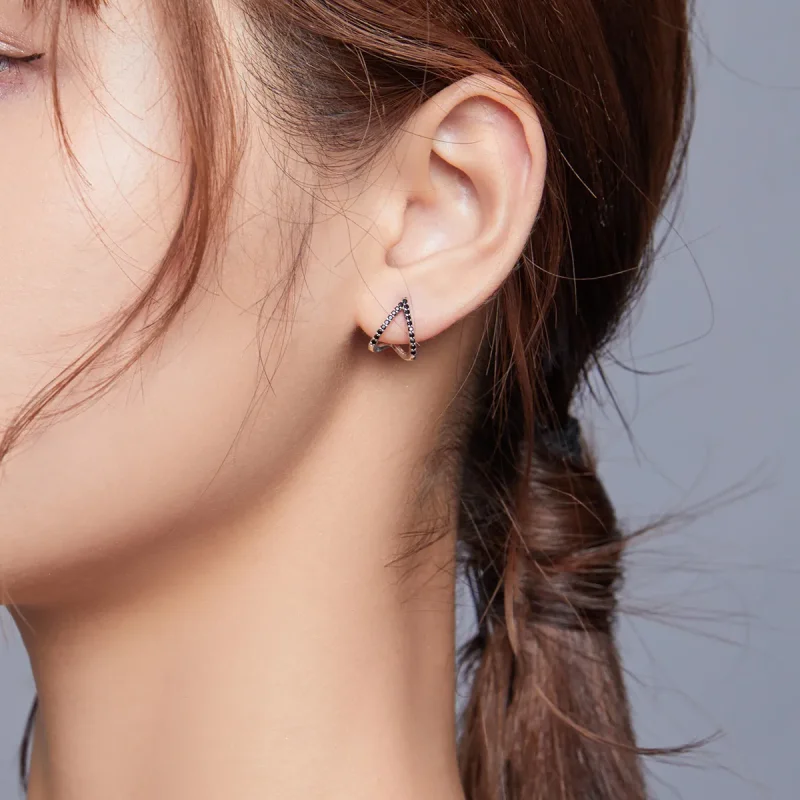 (image for) Pandora Style Silver Simple Geometry Stud Earrings - SCE924 - View 6