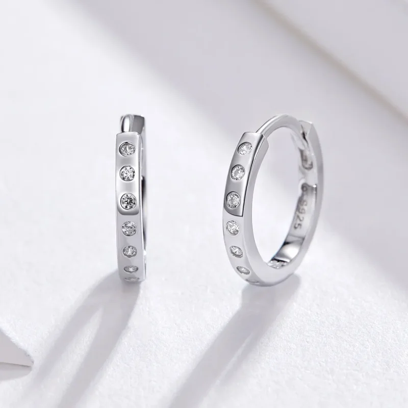 (image for) Pandora Style Silver Simple Hoop Earrings - BSE101 - View 4