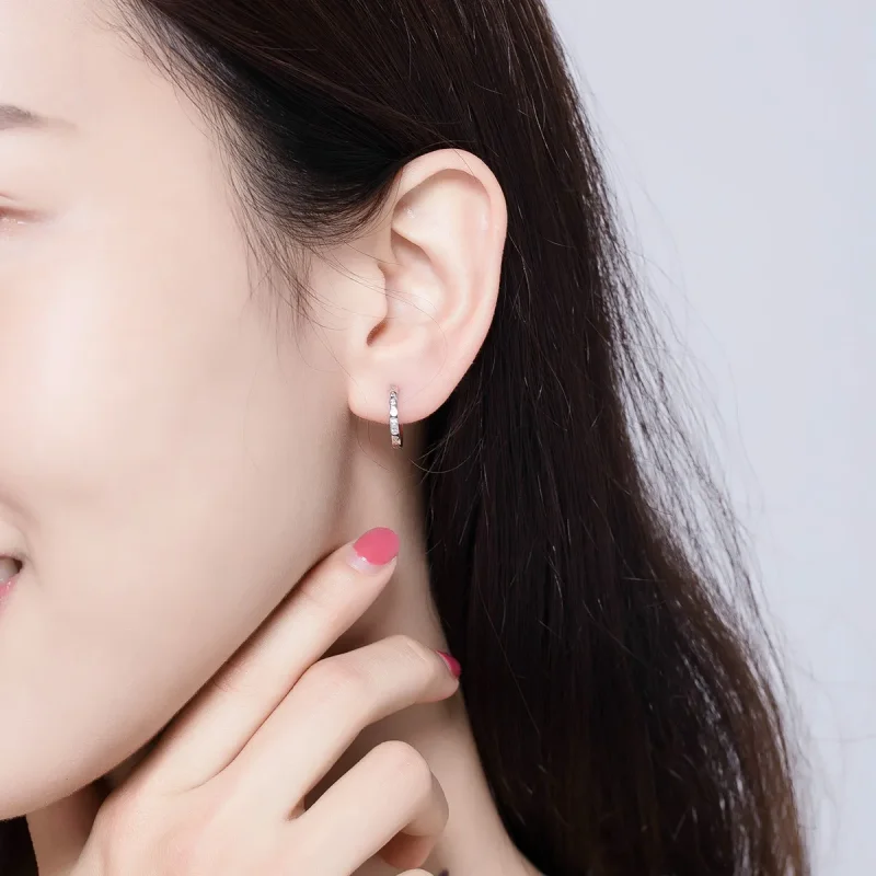 (image for) Pandora Style Silver Simple Hoop Earrings - BSE101 - View 7