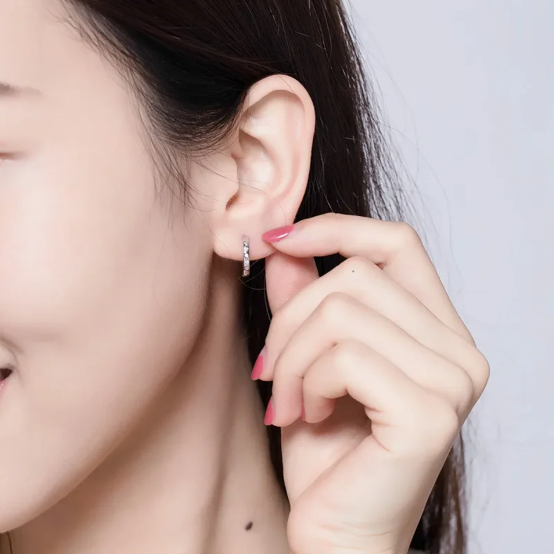 (image for) Pandora Style Silver Simple Hoop Earrings - BSE101 - View 8
