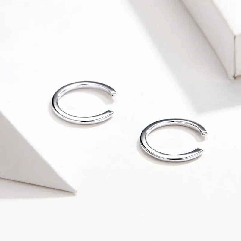 (image for) Pandora Style Silver Simple Hoop Earrings - SCE647 - View 2