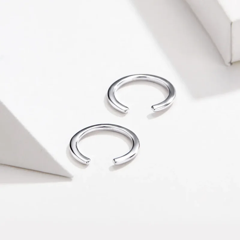 (image for) Pandora Style Silver Simple Hoop Earrings - SCE647 - View 3