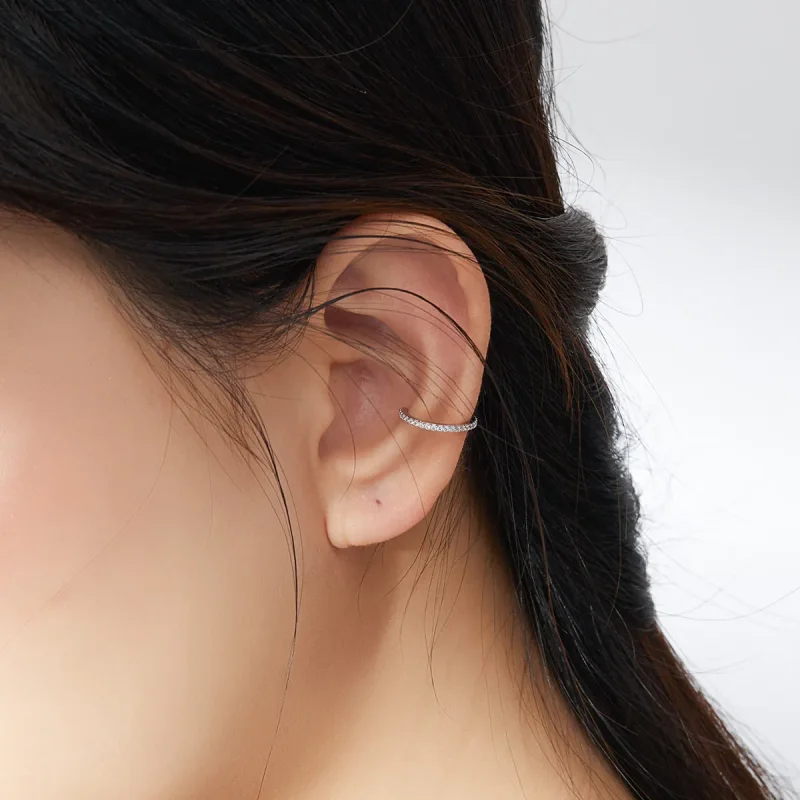 (image for) Pandora Style Silver Simple Hoop Earrings - SCE842 - View 6