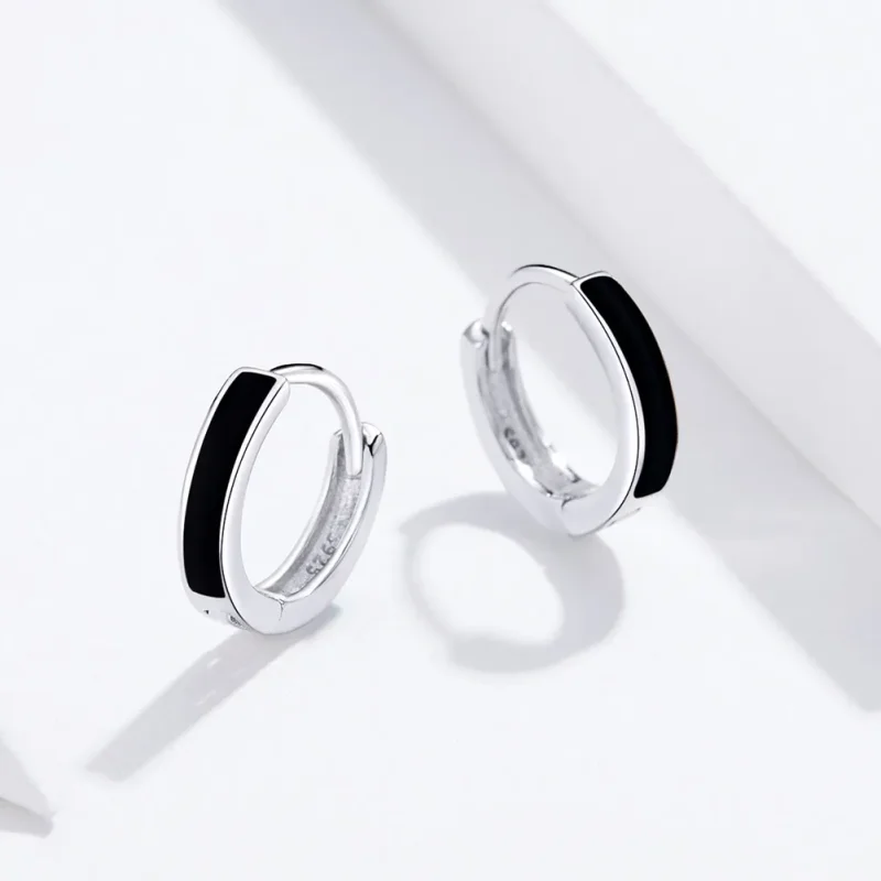 (image for) Pandora Style Silver Simple Line Hoop Earrings - SCE673 - View 2