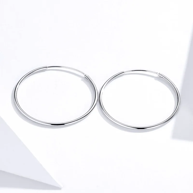 (image for) Pandora Style Silver Simple Line Hoop Earrings - SCE710 - View 3