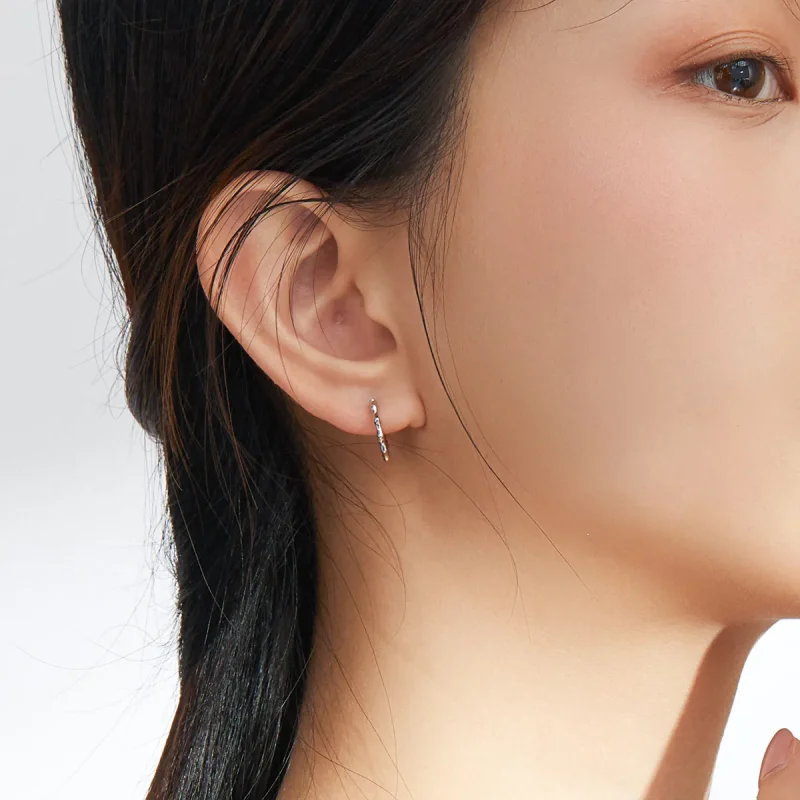 (image for) Pandora Style Silver Simple Line Hoop Earrings - SCE843 - View 5