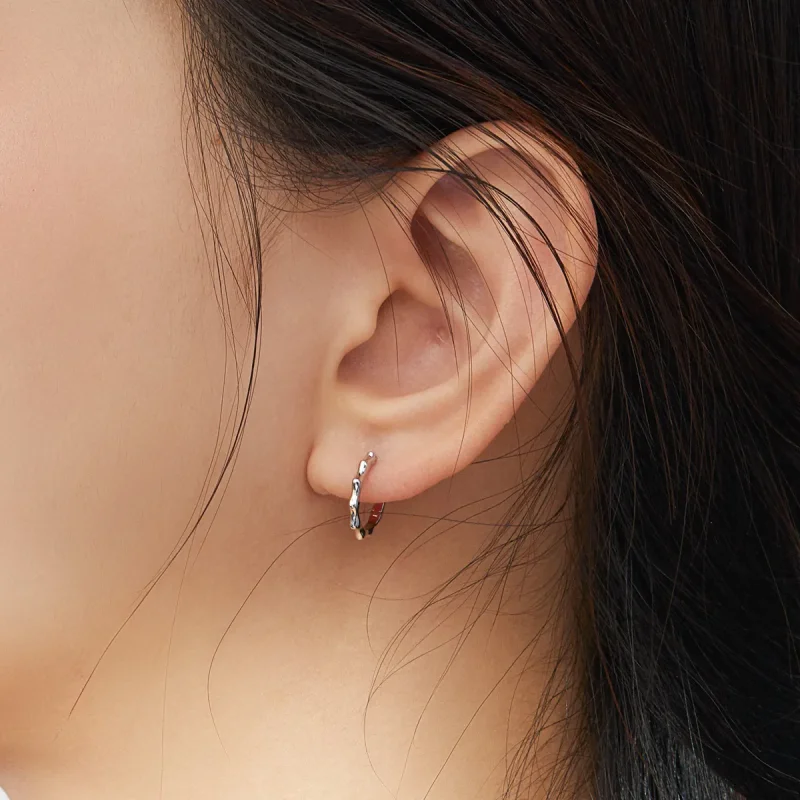 (image for) Pandora Style Silver Simple Line Hoop Earrings - SCE843 - View 6