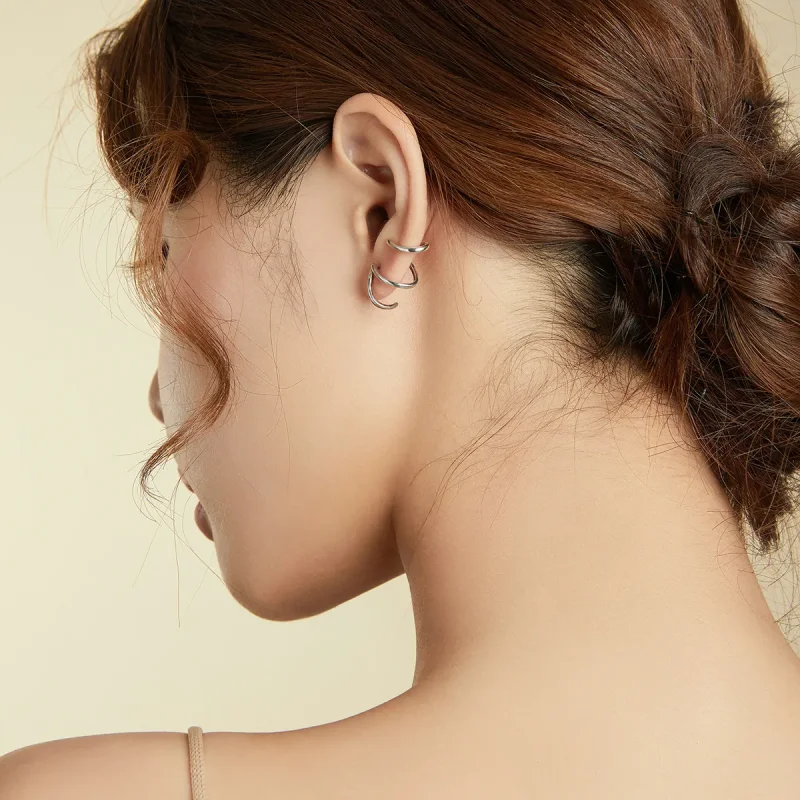(image for) Pandora Style Silver Simple Line Stud Earrings - SCE986 - View 5