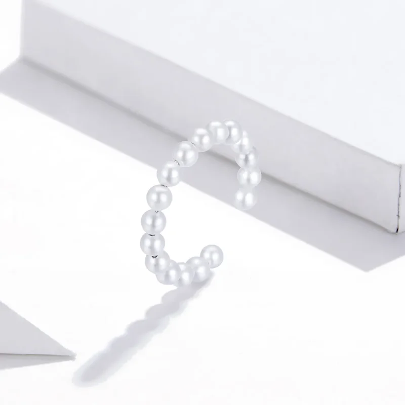 (image for) Pandora Style Silver simple pearl Ear clip - SCE1010 - View 2