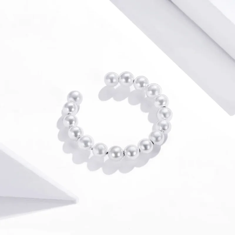 (image for) Pandora Style Silver simple pearl Ear clip - SCE1010 - View 3