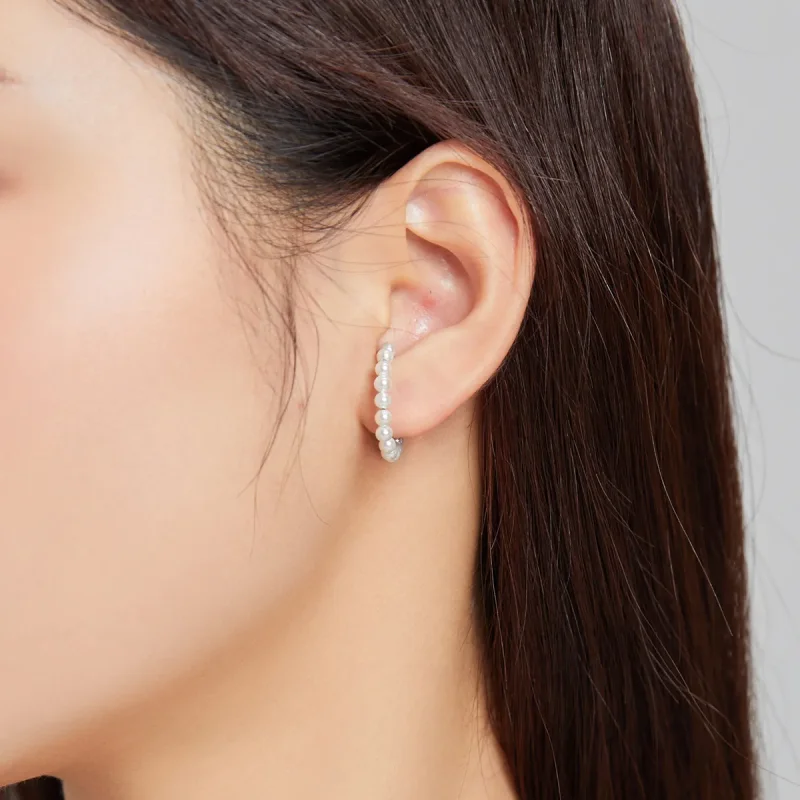 (image for) Pandora Style Silver simple pearl Ear clip - SCE1010 - View 5