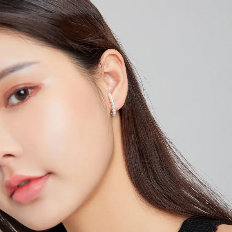 (image for) Pandora Style Silver simple pearl Ear clip - SCE1010 - View 6