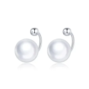 (image for) Pandora Style Silver simple pearl Stud Earrings - BSE438