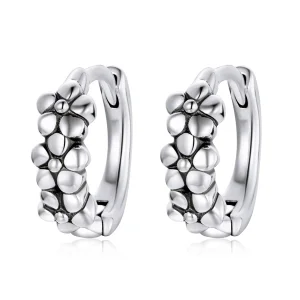 (image for) Pandora Style Silver Simple Silver Flowers Hoop Earrings - SCE1154