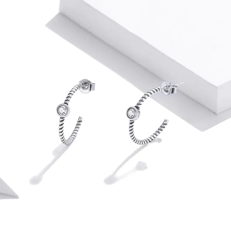 (image for) Pandora Style Silver Simple Stud Earrings - SCE1122 - View 2