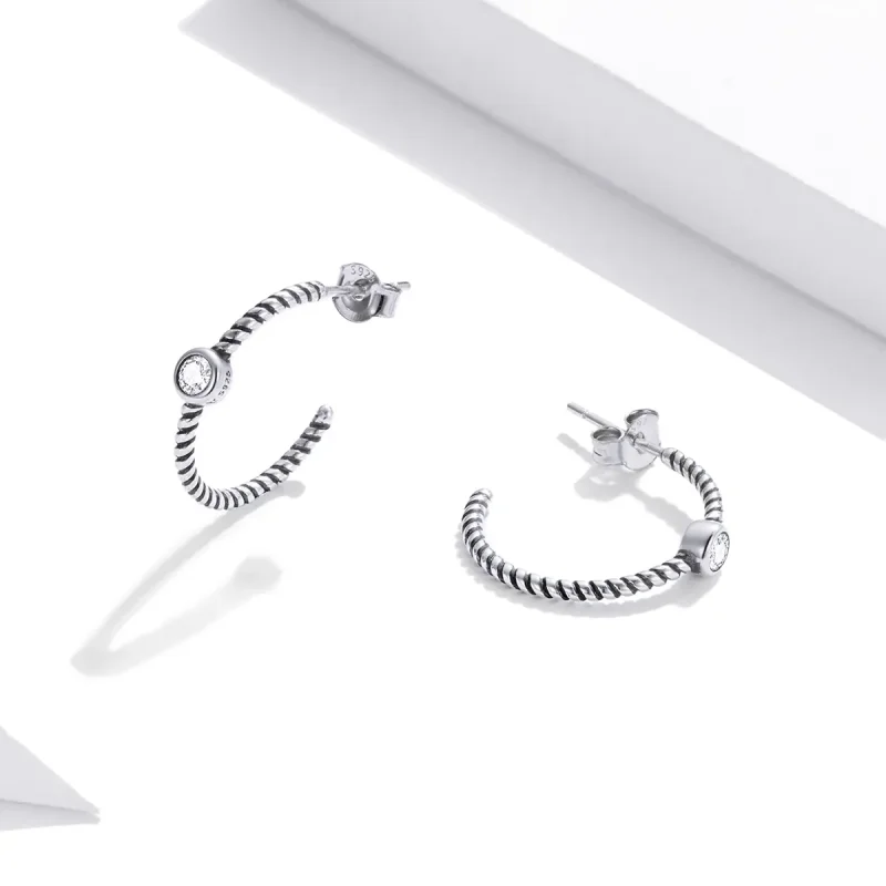 (image for) Pandora Style Silver Simple Stud Earrings - SCE1122 - View 3