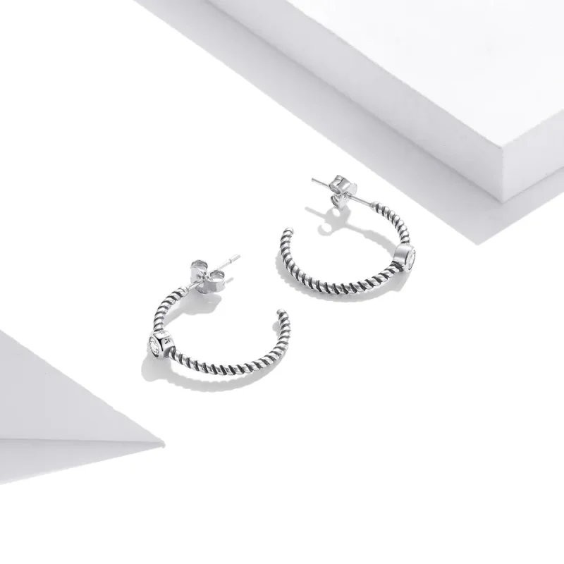 (image for) Pandora Style Silver Simple Stud Earrings - SCE1122 - View 4