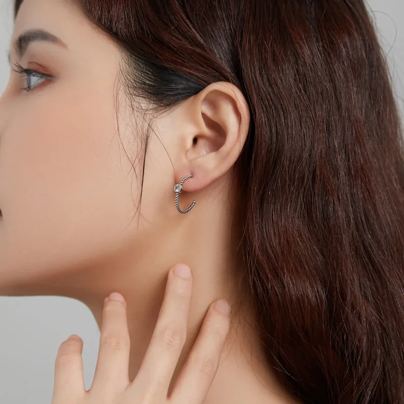 (image for) Pandora Style Silver Simple Stud Earrings - SCE1122 - View 5