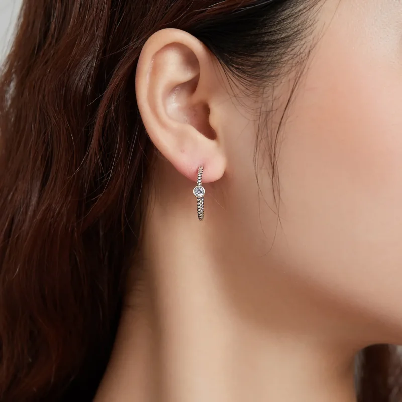 (image for) Pandora Style Silver Simple Stud Earrings - SCE1122 - View 6