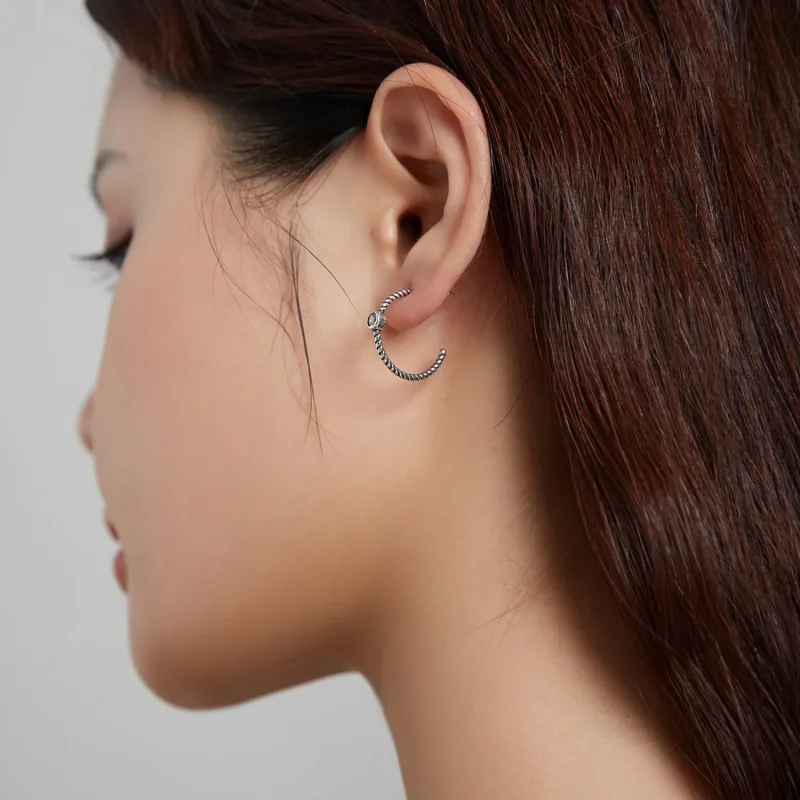(image for) Pandora Style Silver Simple Stud Earrings - SCE1122 - View 7
