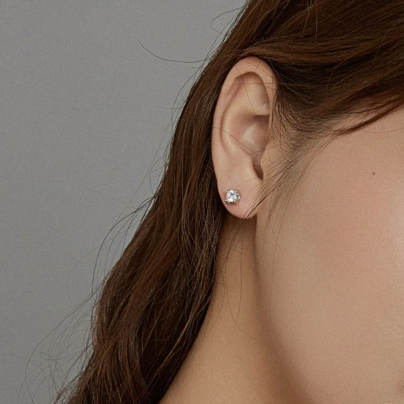 (image for) Pandora Style Silver Simple Zircon Stud Earrings - SCE974 - View 5
