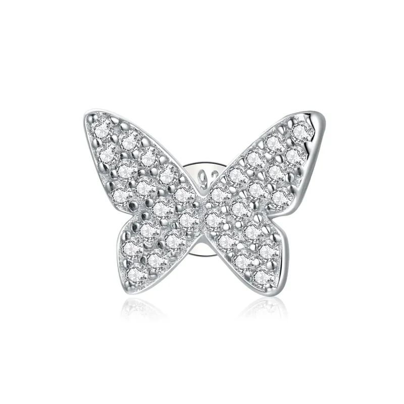 (image for) Pandora Style Silver Single Butterfly Stud Earrings - SCE1068