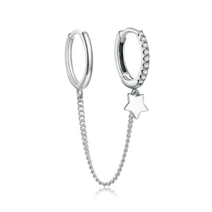 (image for) Pandora Style Silver Single Star Dangle Earrings - SCE914
