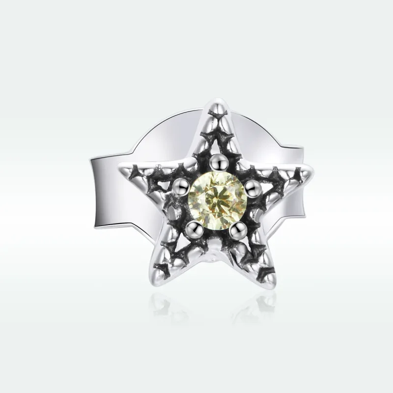 (image for) Pandora Style Silver Single Starmount Stud Earrings - SCE1066 - View 4