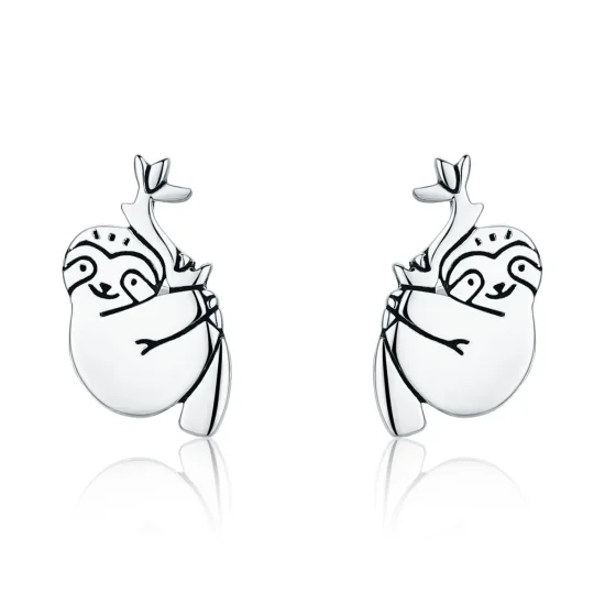 (image for) Pandora Style Silver Sloth Stud Earrings - SCE327