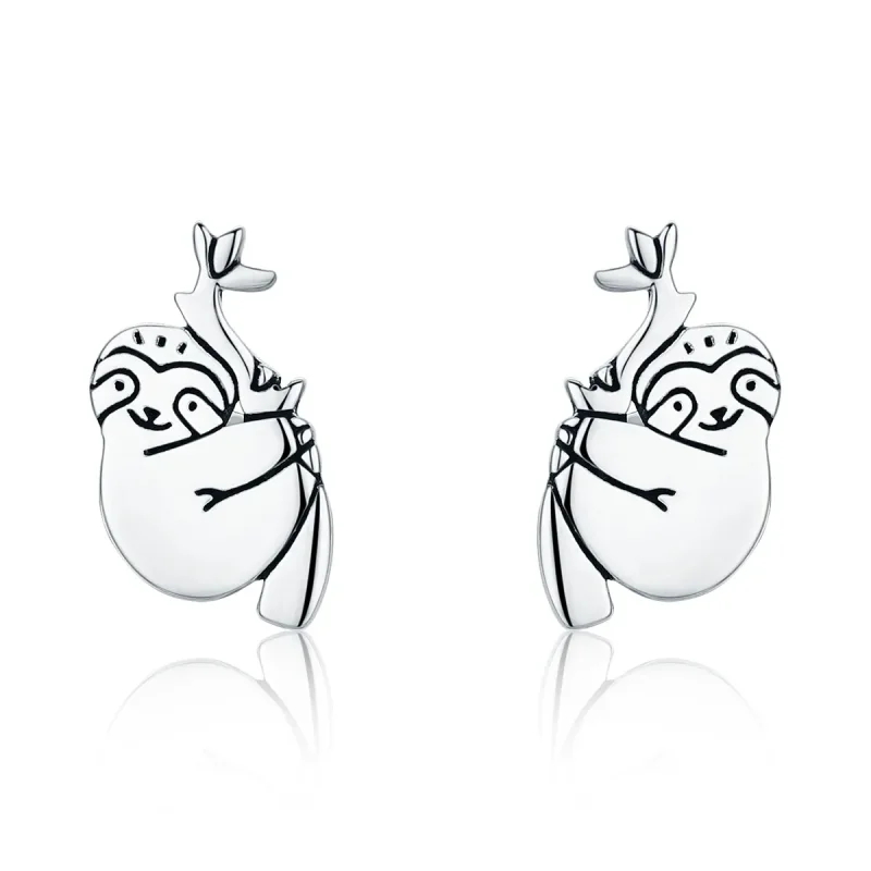 (image for) Pandora Style Silver Sloth Stud Earrings - SCE327